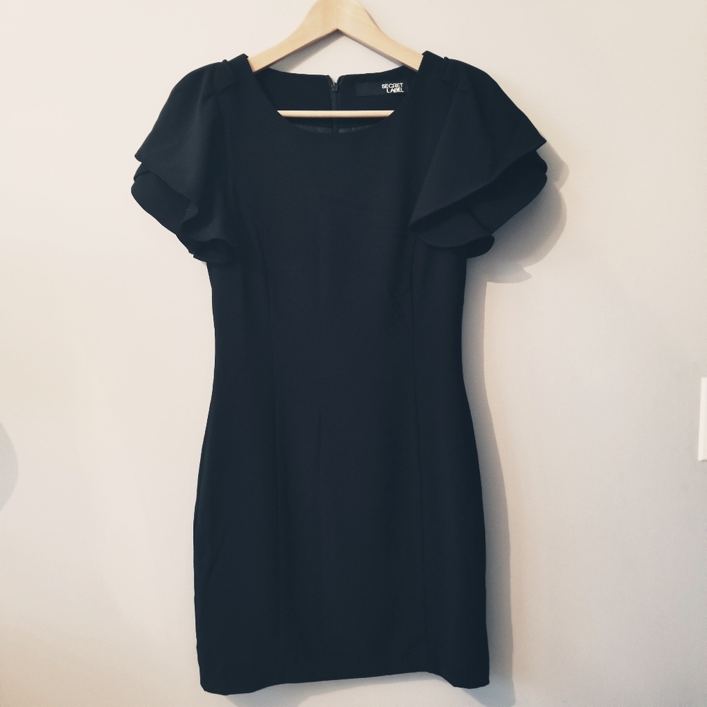 Simple Little Black Dress with Layered Shoulder S